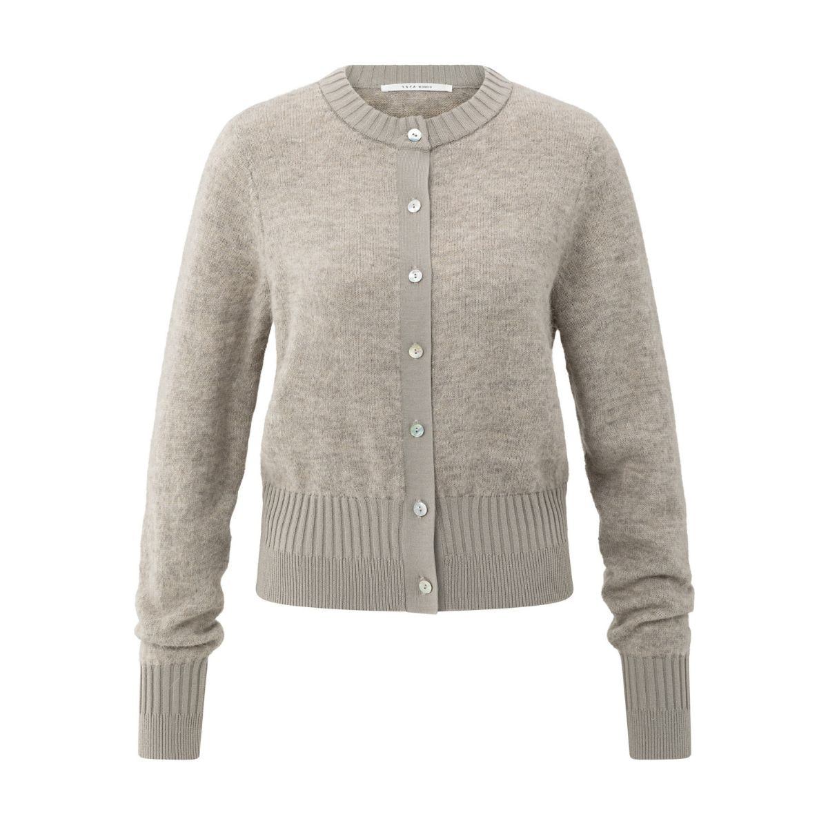 YAYA Ribbed Cuff Cardigan Sweater — Brownish Grey