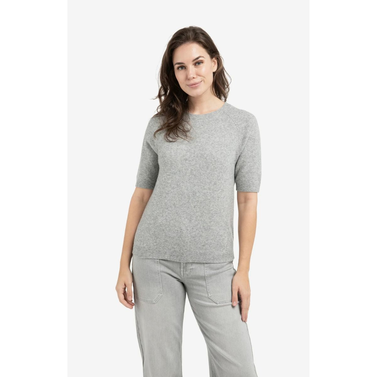 YAYA Soft Short-Sleeved Sweater — Iron Grey Melange - Public Mercantile