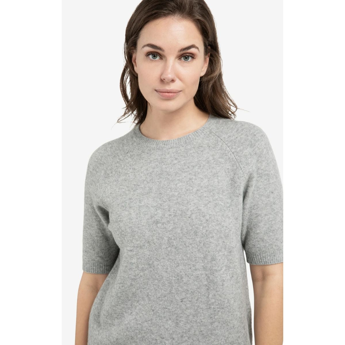YAYA Soft Short-Sleeved Sweater — Iron Grey Melange - Public Mercantile