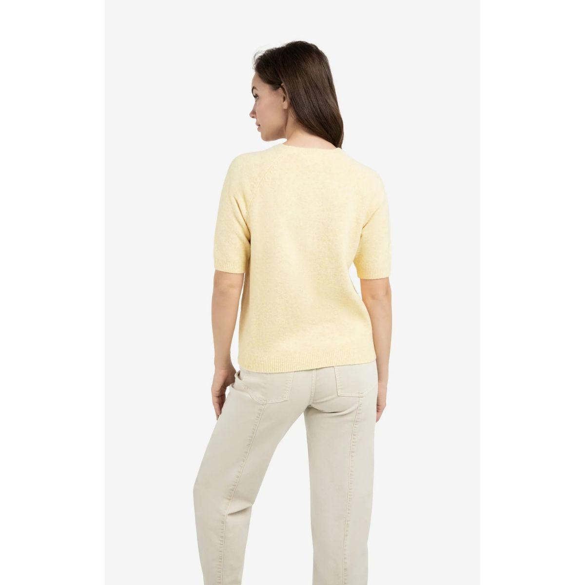 YAYA Soft Short-Sleeved Sweater — Reed Yellow Melange - Public Mercantile
