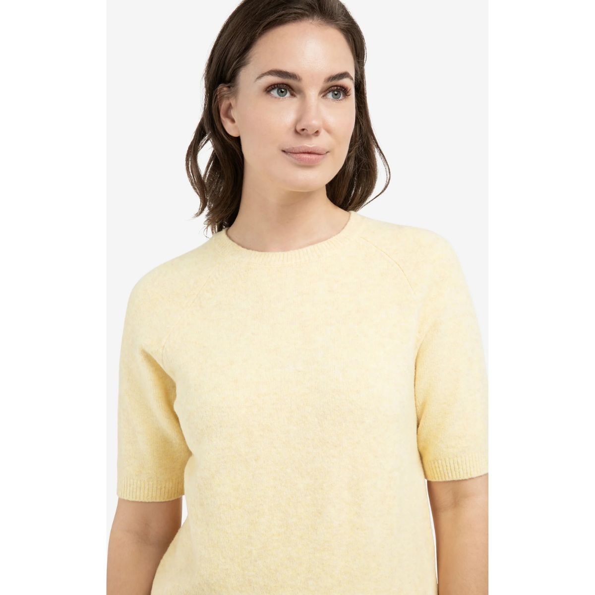 YAYA Soft Short-Sleeved Sweater — Reed Yellow Melange - Public Mercantile