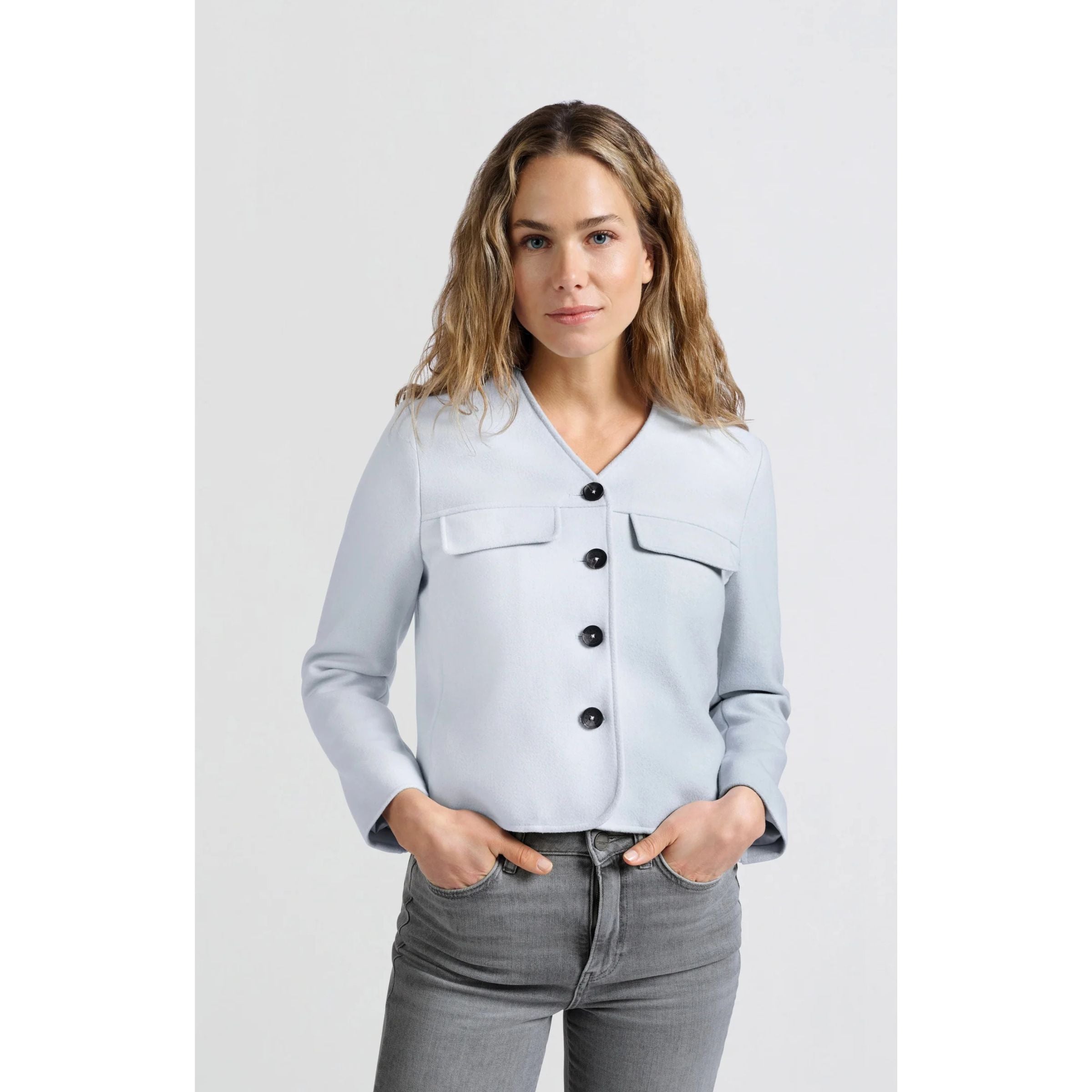 YAYA Soft Short Jacket — Powder Blue