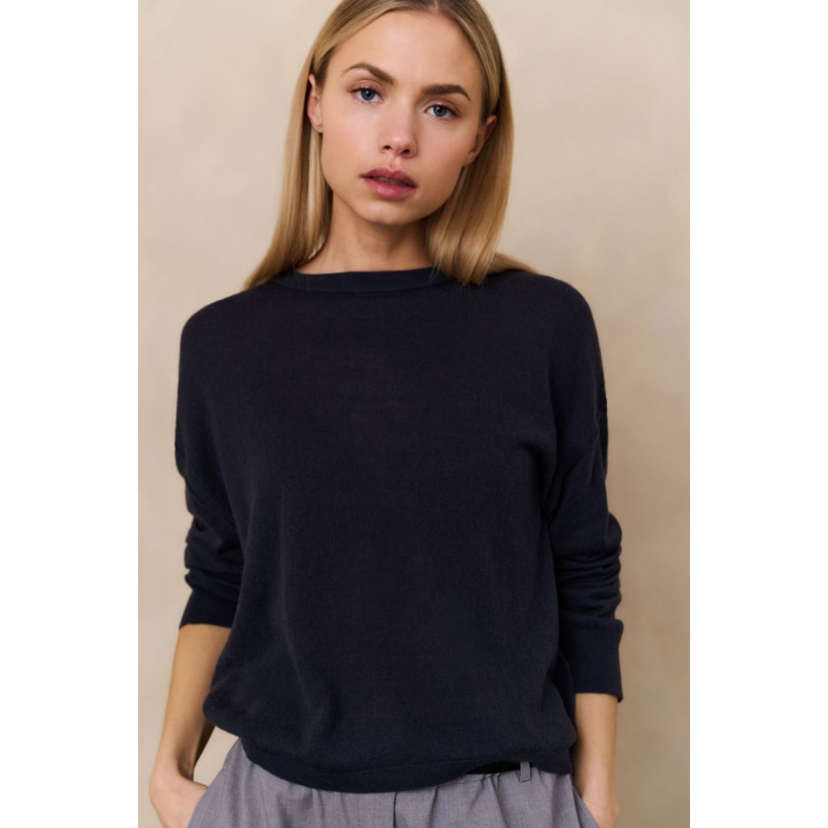 YAYA Textured Knitted Sweater — Inkwell Blue