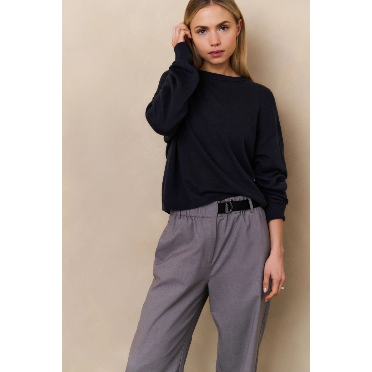 YAYA Textured Knitted Sweater — Inkwell Blue
