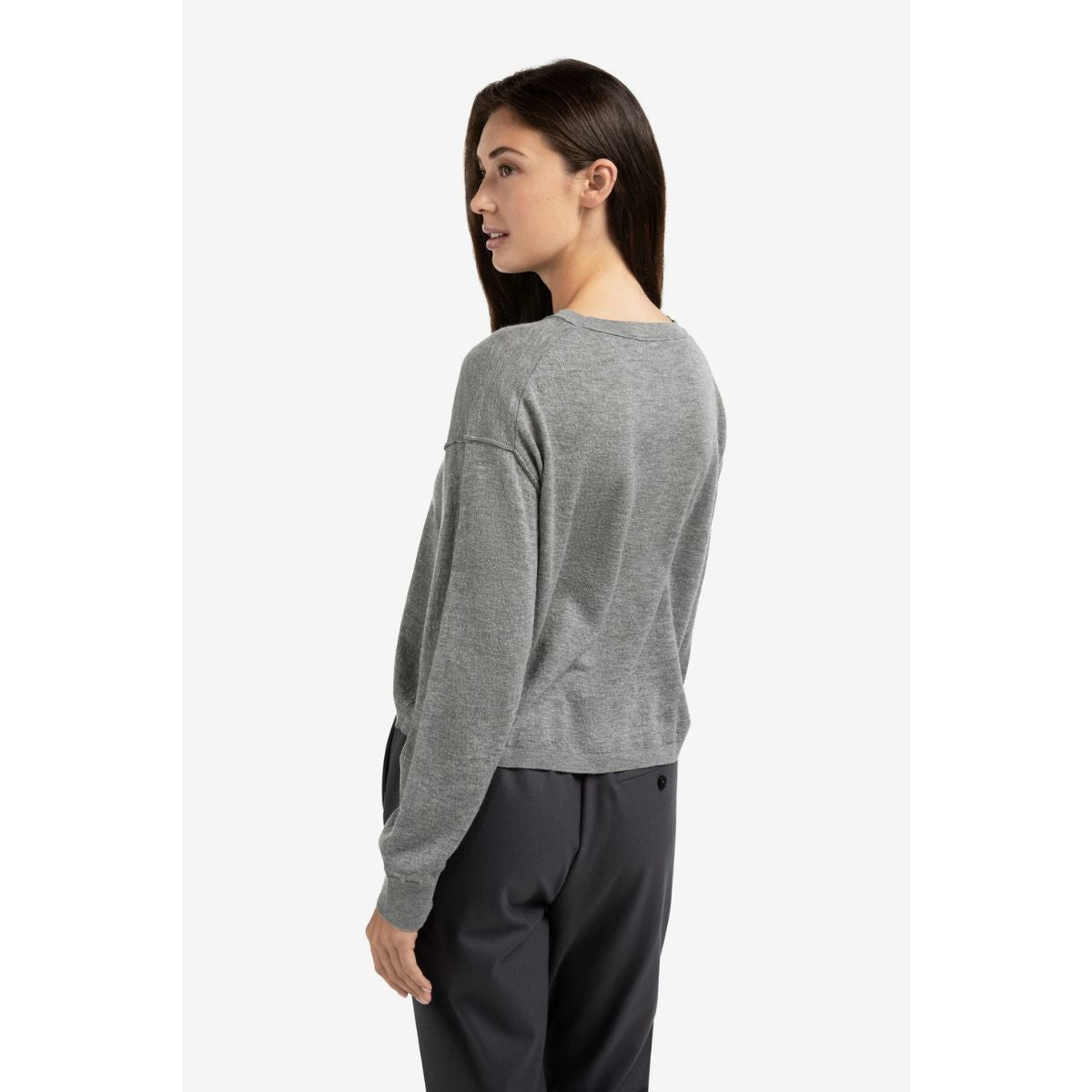 YAYA Textured Knitted Sweater — Medium Grey Melange