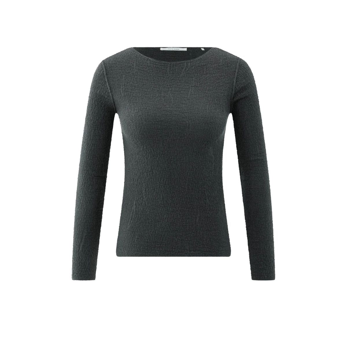 YAYA Textured Knitted Top — Oyster Black