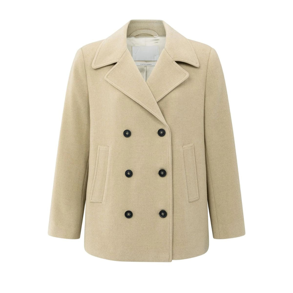 YAYA Woven Short Coat — Sand Beige