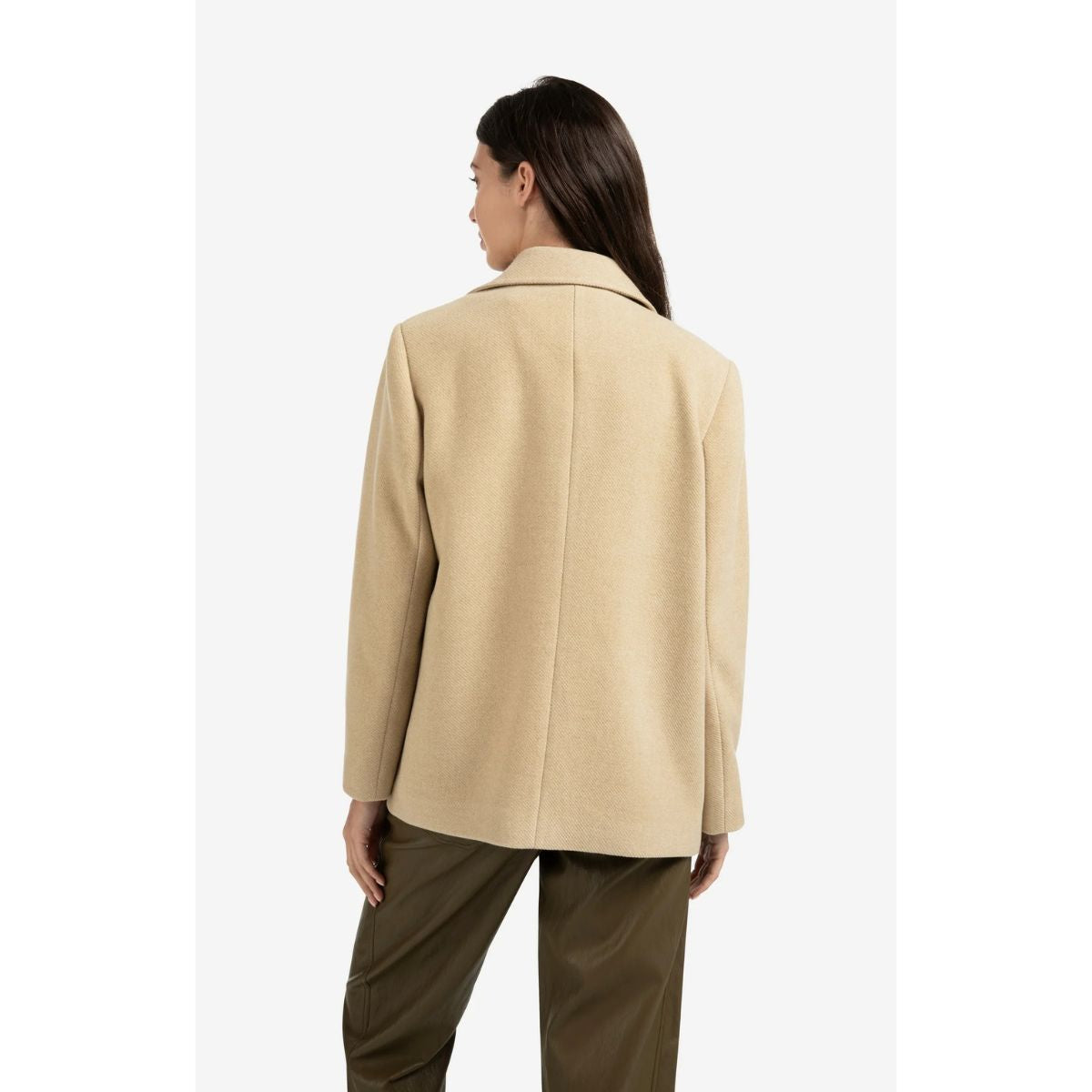 YAYA Woven Short Coat — Sand Beige
