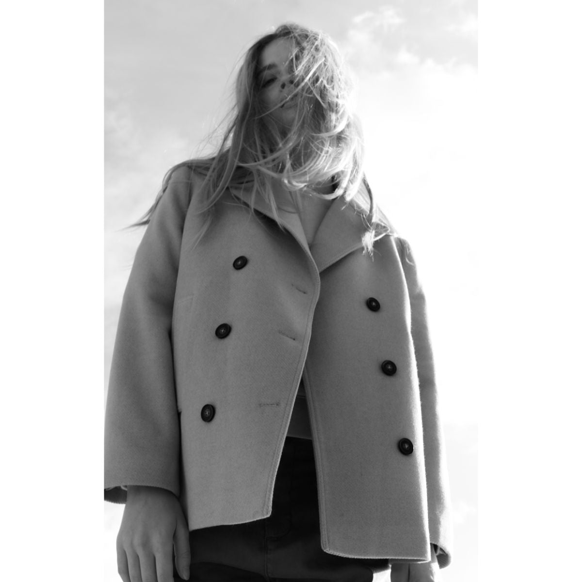 YAYA Woven Short Coat — Sand Beige