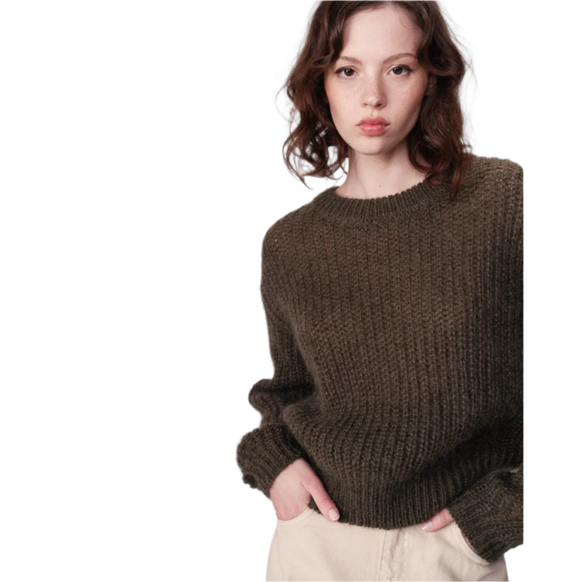 Grace & Mila Paris Naissance Kid Mohair Sweater — Khaki