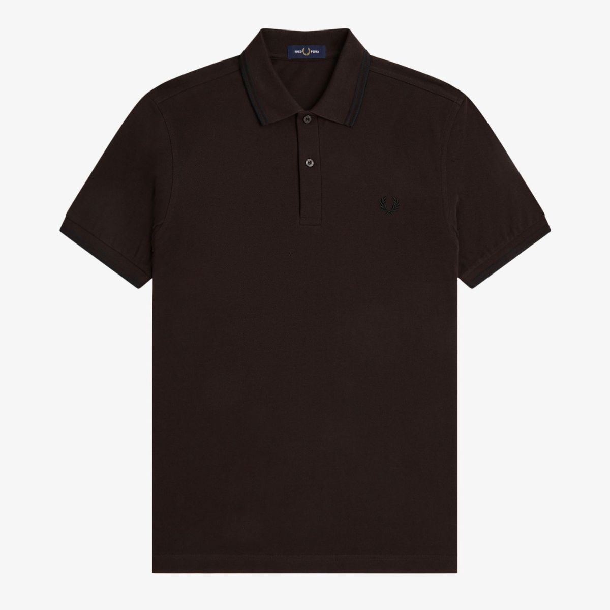 Fred Perry Twin Tipped Polo Shirt -  Rich Brown / Black / Black