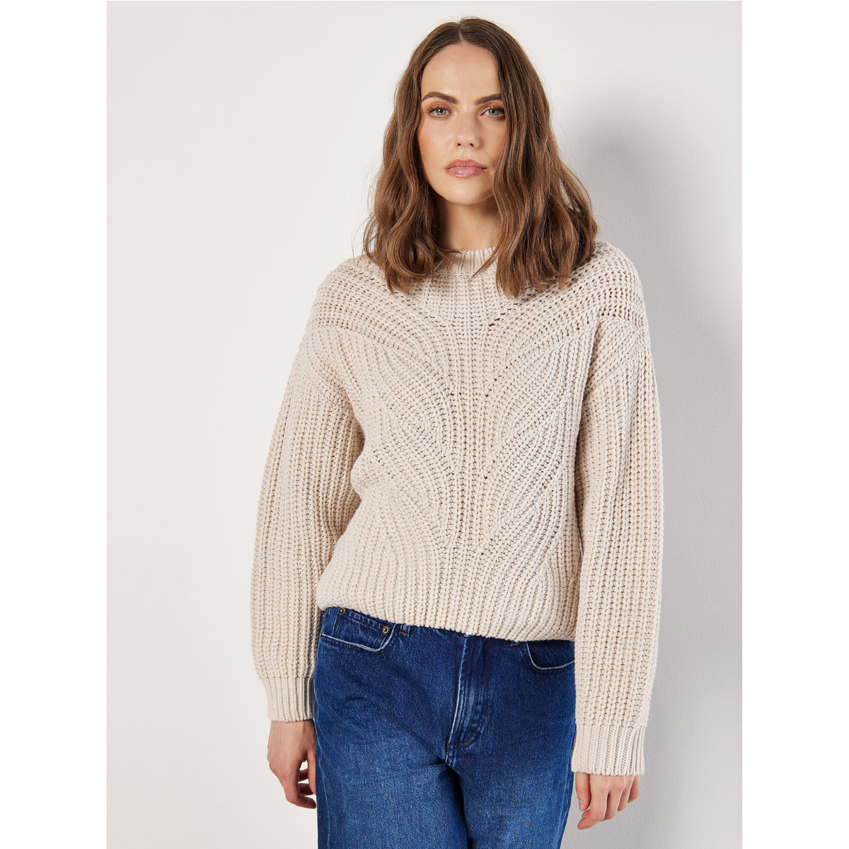 Chunky Cable Knit Sweater — Cream