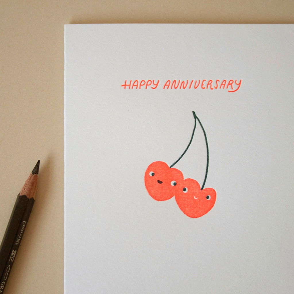 Anniversary Cherries Letterpress Card - Public Mercantile