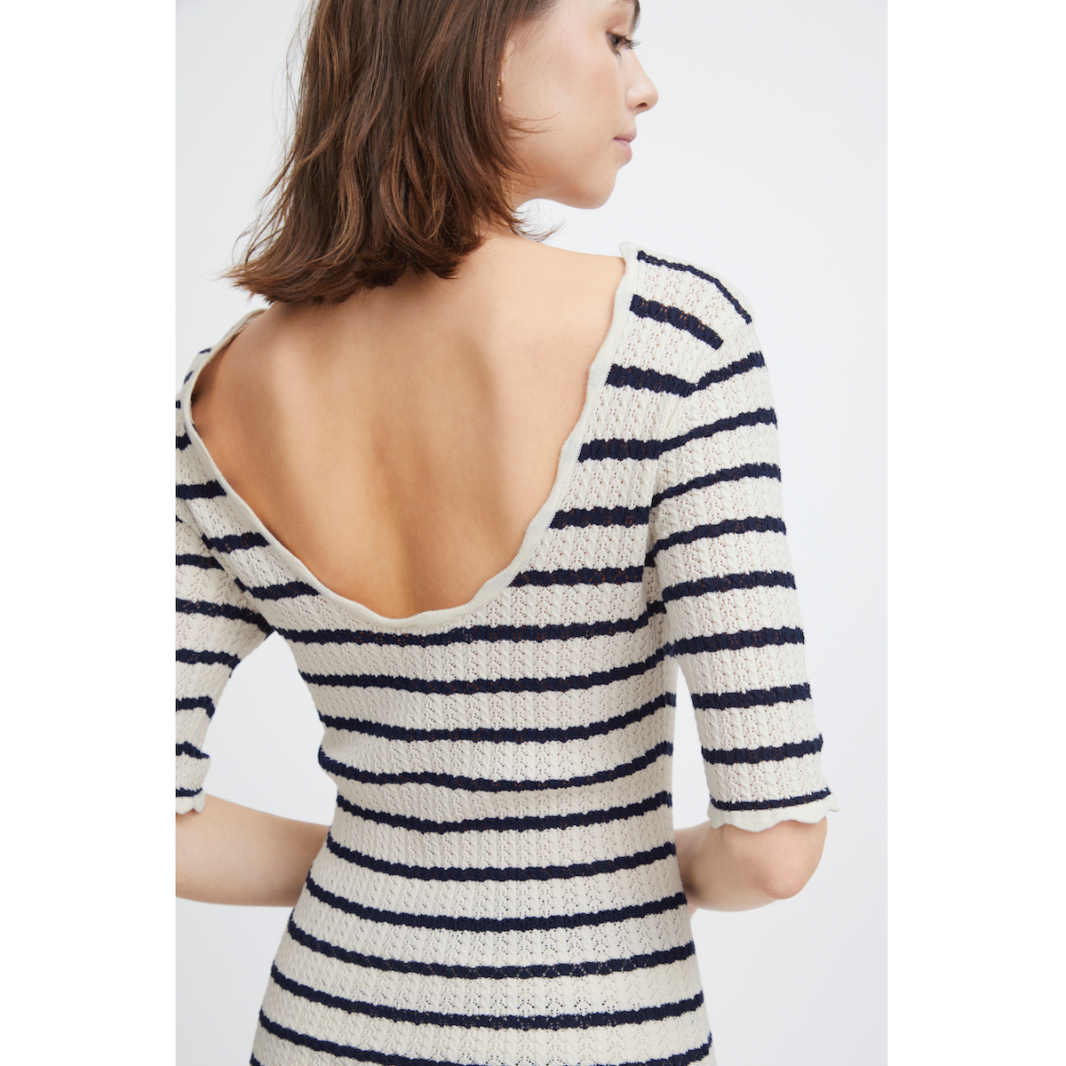 Atelier Rêve Knitted Stripe Pullover — Navy/Birch - Public Mercantile