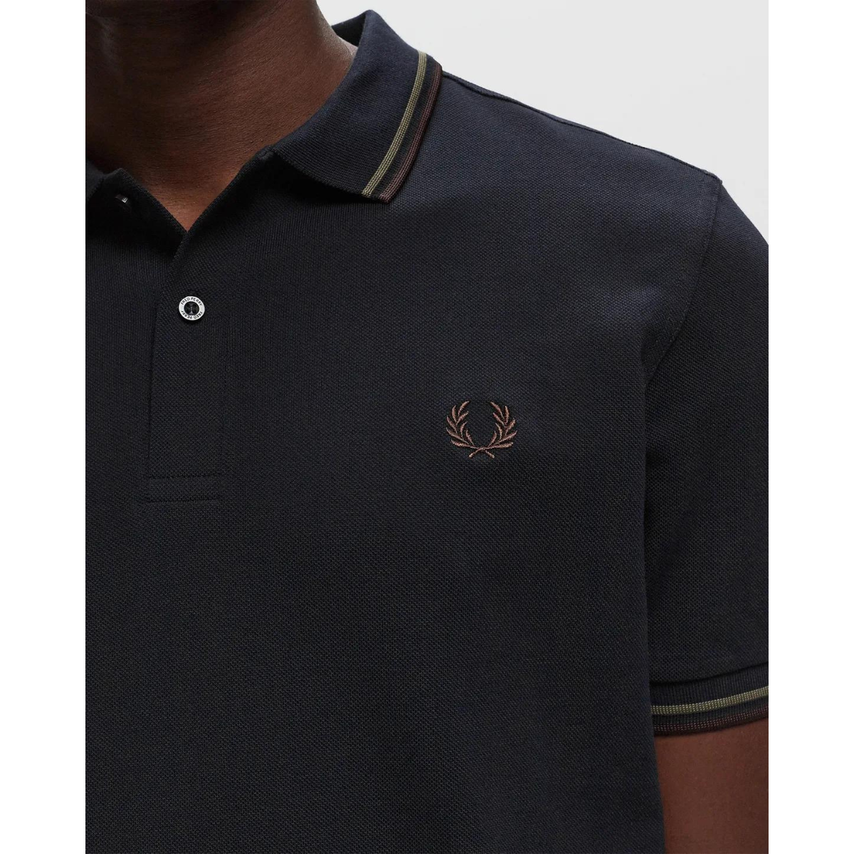 Fred Perry Twin Tipped Polo Shirt - Navy/Laurel Wreath Green/Brick - Public Mercantile