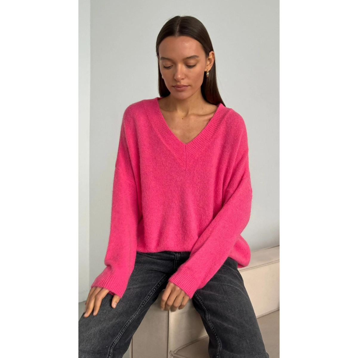 April Alpaca Sweater — Candy Pink