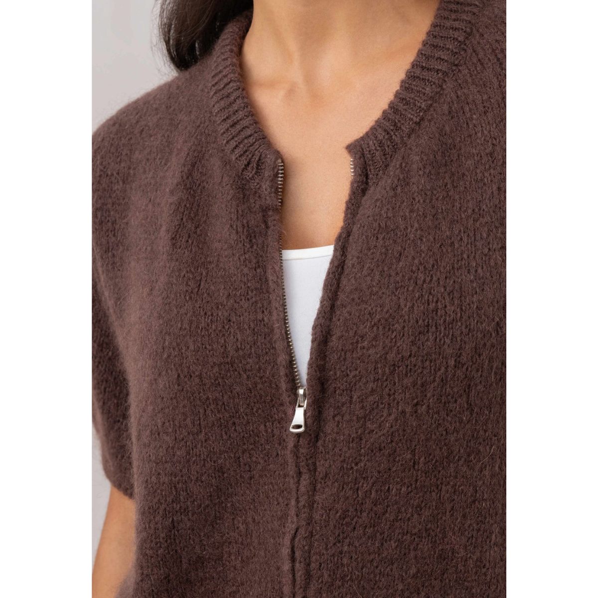Gabi Zip Cardigan — Espresso - Public Mercantile