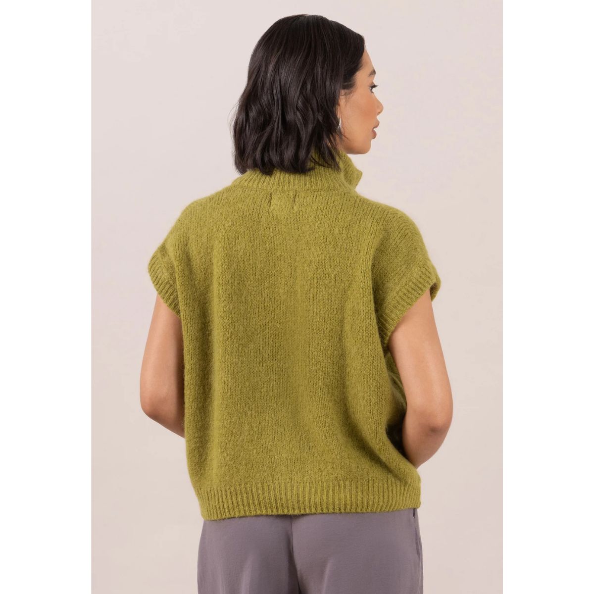 Leigh Sleeveless Zip Cardigan — Olive Green - Public Mercantile
