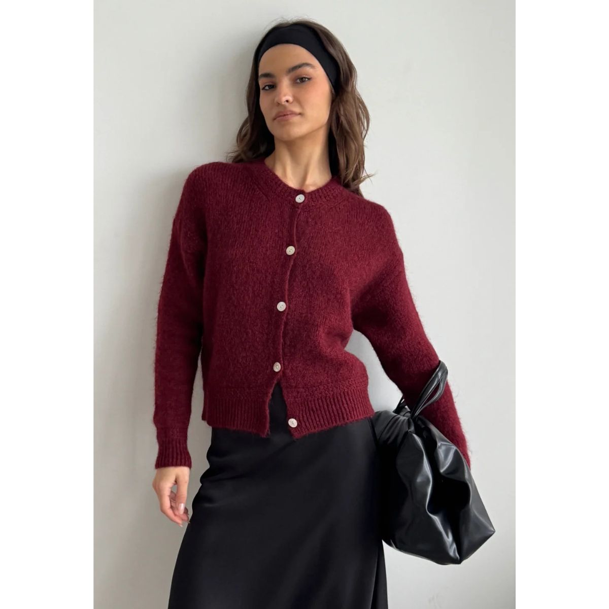 Reyna Soft Alpaca Cardigan — Dark Cherry - Public Mercantile