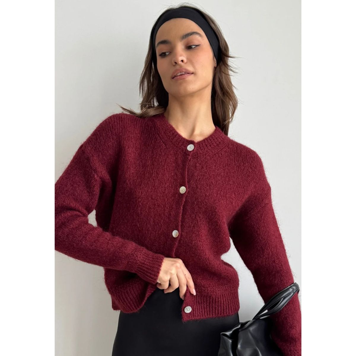 Reyna Soft Alpaca Cardigan — Dark Cherry - Public Mercantile