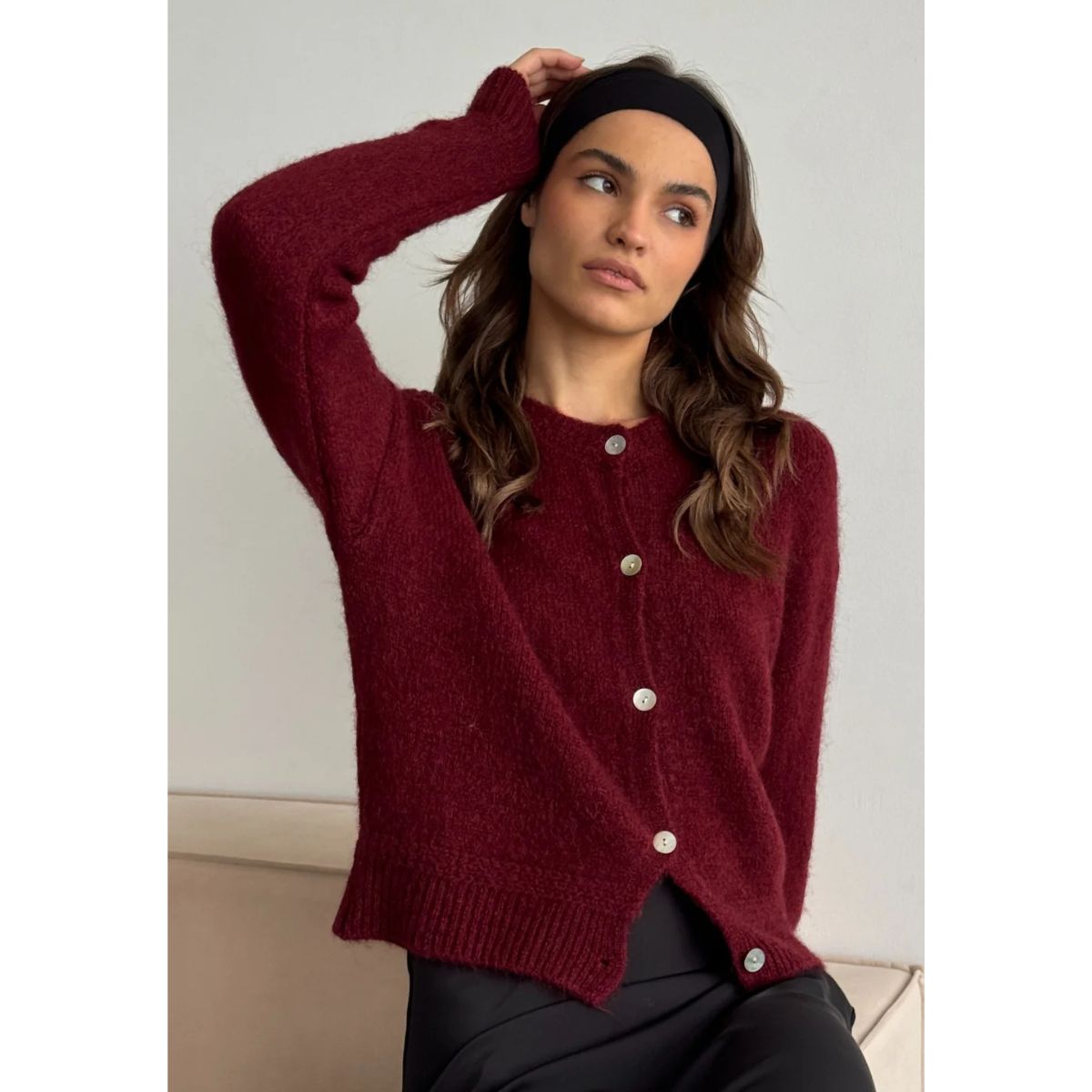 Reyna Soft Alpaca Cardigan — Dark Cherry - Public Mercantile