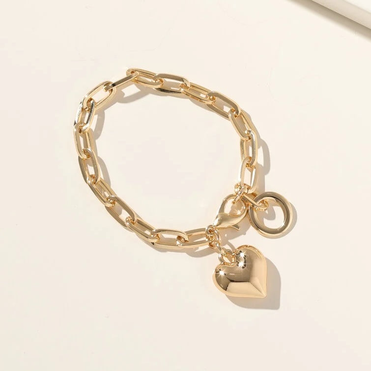 Carly Heart Charm Bracelet — Gold - Public Mercantile