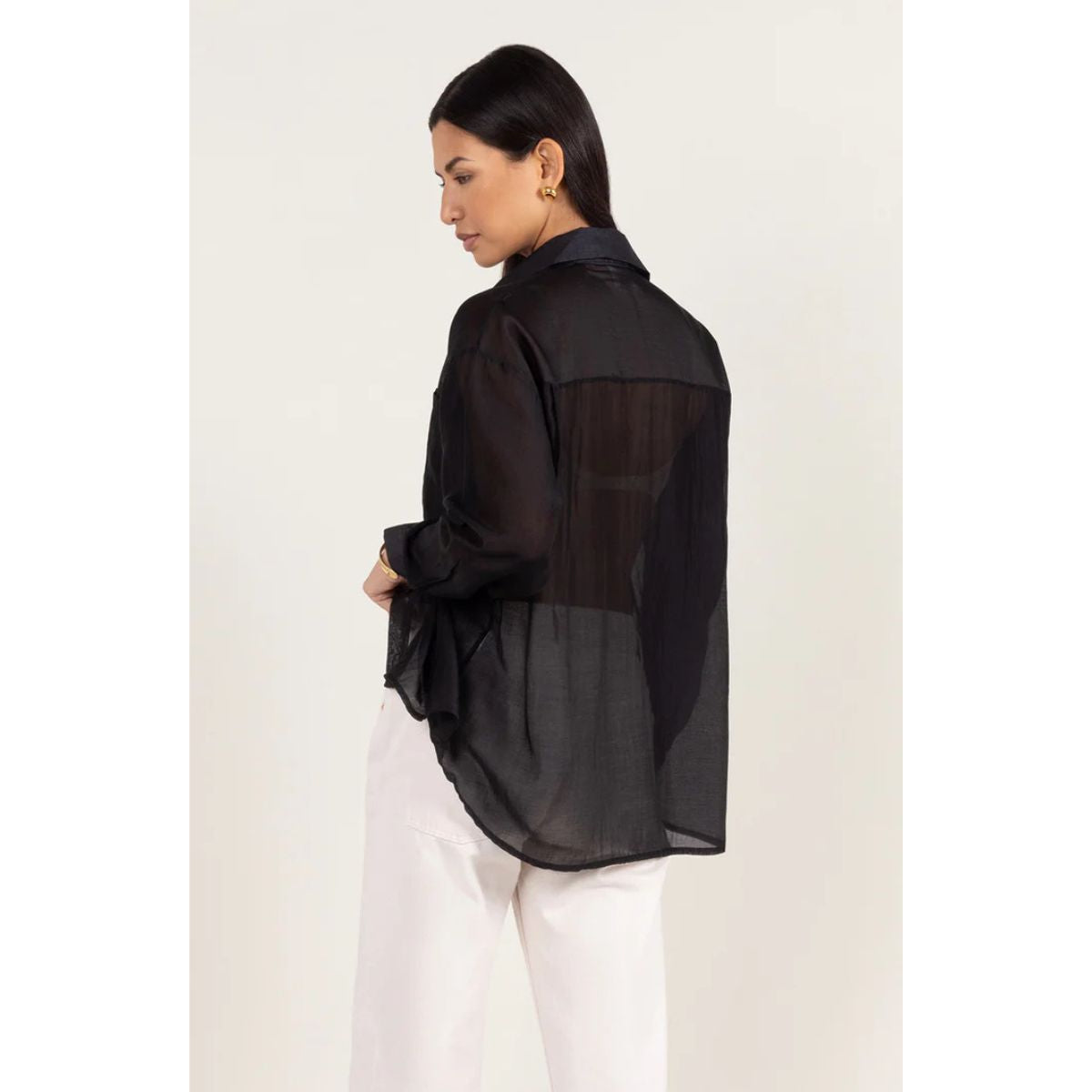 Ines Sheer Shirt — Black - Public Mercantile