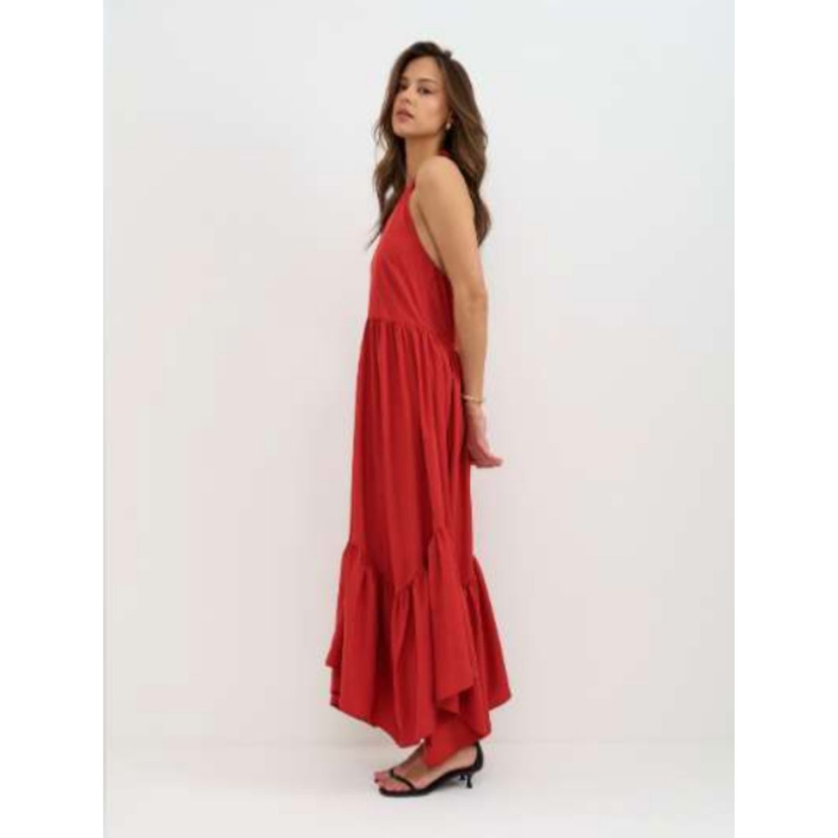Juno Halterneck Dress — Red - Public Mercantile