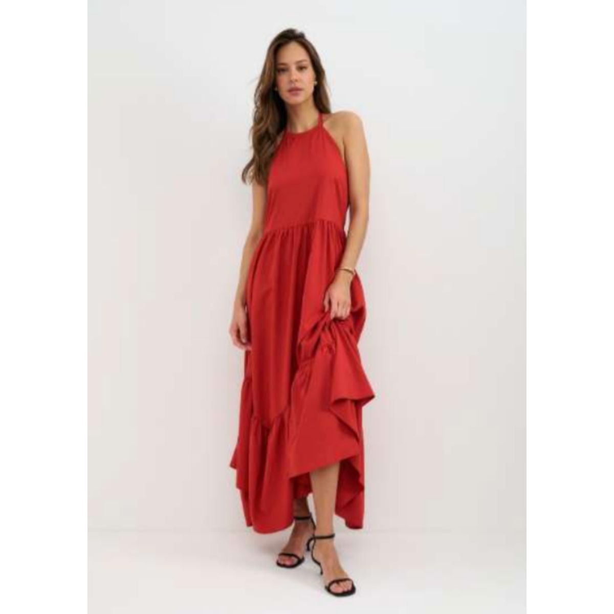 Juno Halterneck Dress — Red - Public Mercantile