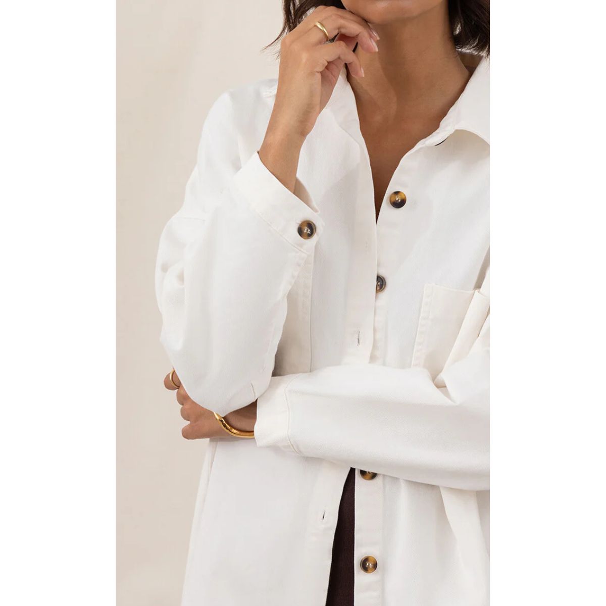 Wyatt Cotton Twill Overshirt — Ecru - Public Mercantile