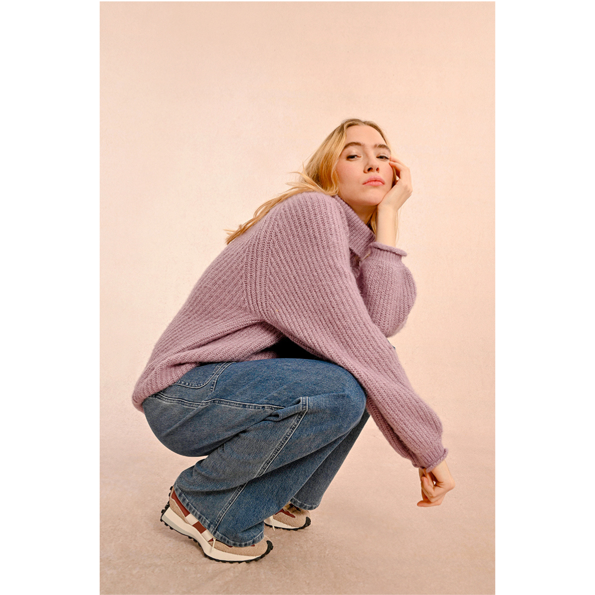 Chunky Knit Turtleneck Sweater — Mauve - Public Mercantile