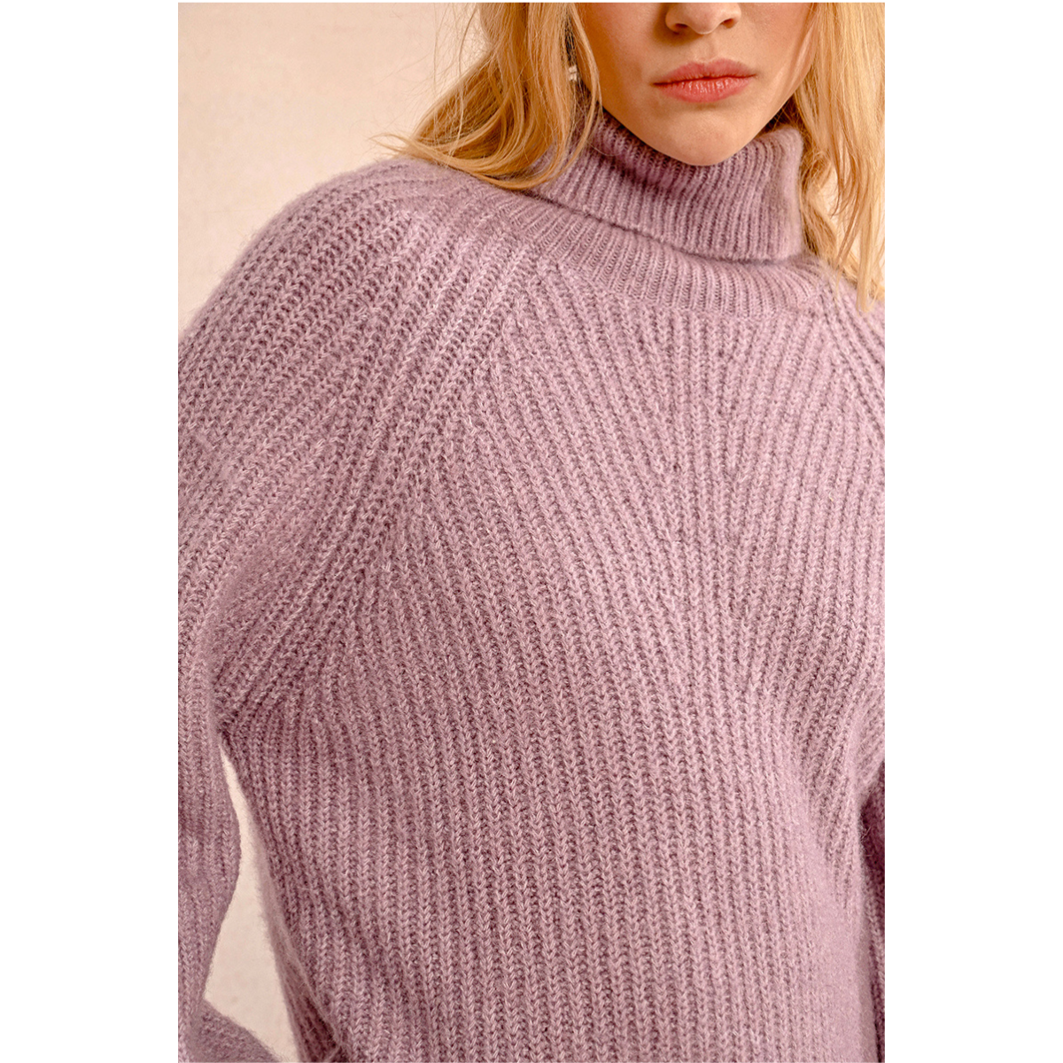 Chunky Knit Turtleneck Sweater — Mauve - Public Mercantile
