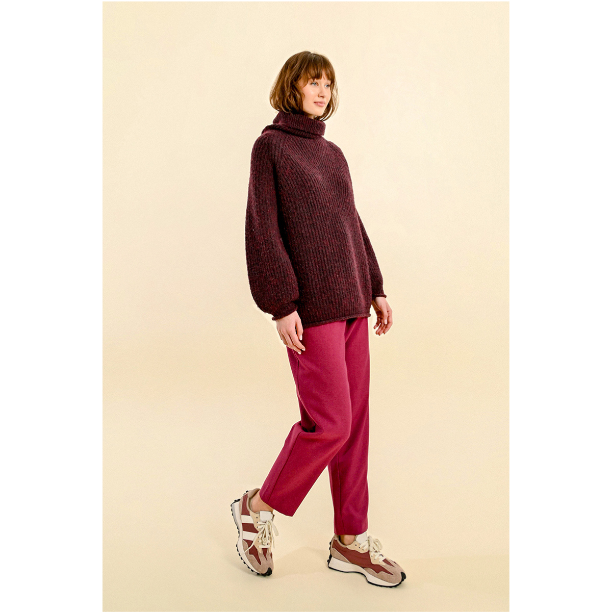 Chunky Knit Turtleneck Sweater — Merlot - Public Mercantile