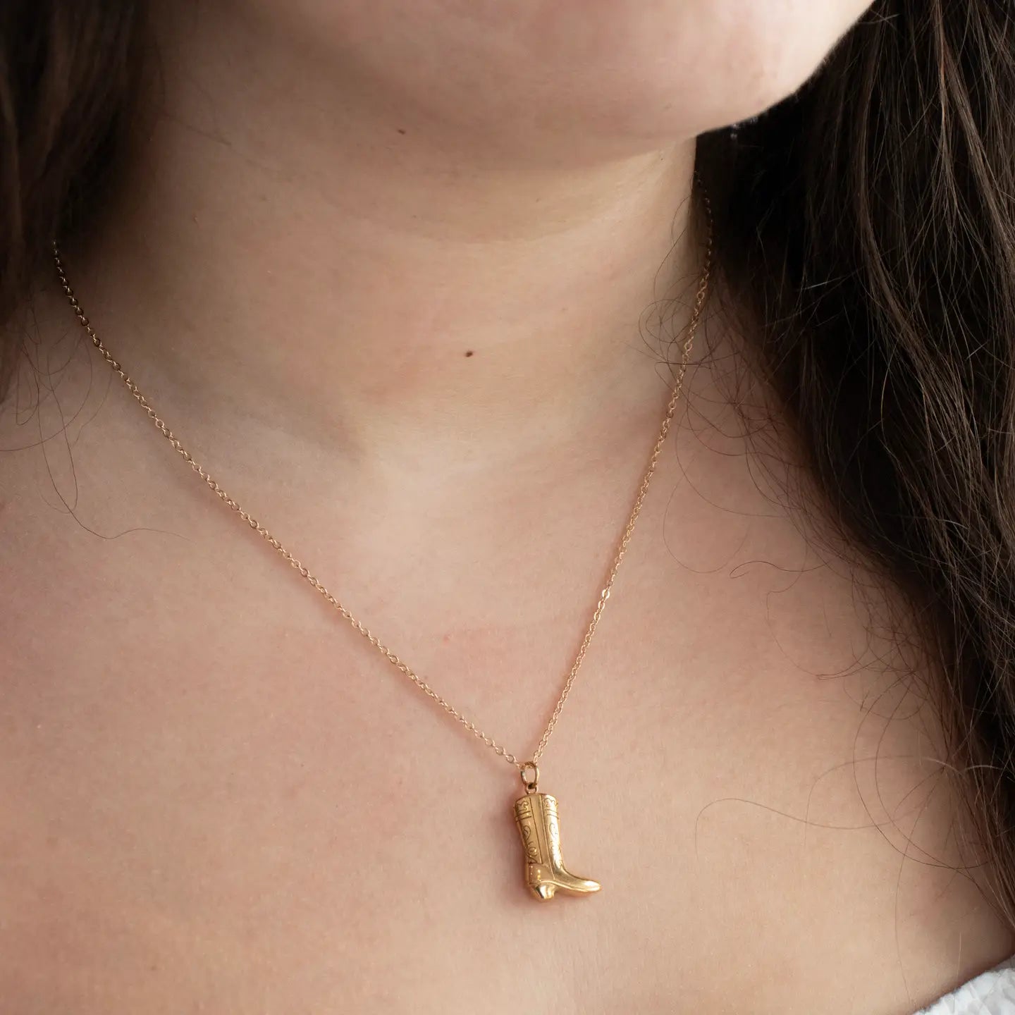 Cowboy Boot Necklace — Gold - Public Mercantile