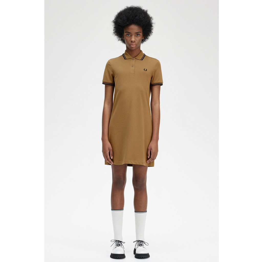 Fred Perry Twin Tipped Shirt Dress - Shaded Stone