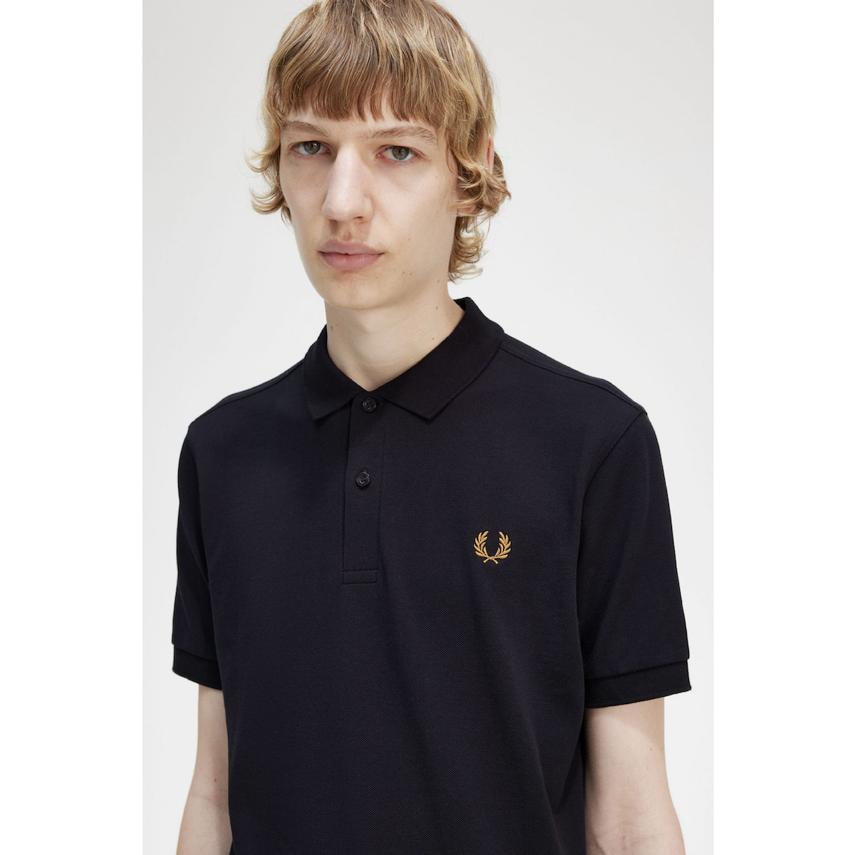 Fred Perry Tennis Shirt — Navy/Dark Caramel - Public Mercantile