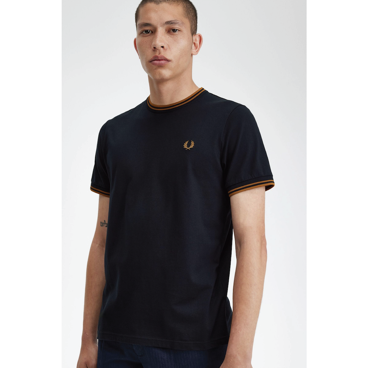 Fred Perry Twin Tipped T-Shirt - Navy/Dark Caramel - Public Mercantile