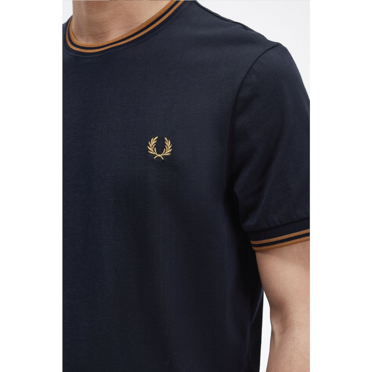 Fred Perry Twin Tipped T-Shirt - Navy/Dark Caramel - Public Mercantile