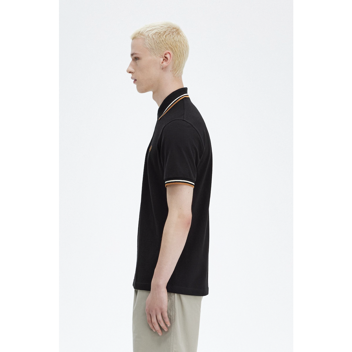 Fred Perry Twin-Tipped Shirt — Black/Oatmeal/Dark Caramel - Public Mercantile