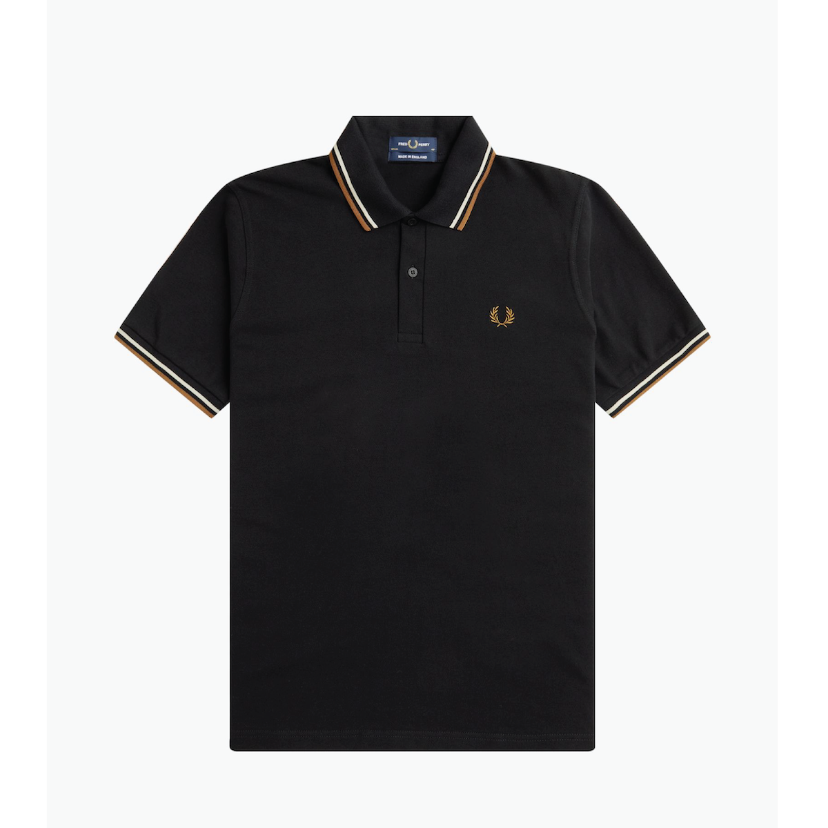 Fred Perry Twin-Tipped Shirt — Black/Oatmeal/Dark Caramel - Public Mercantile