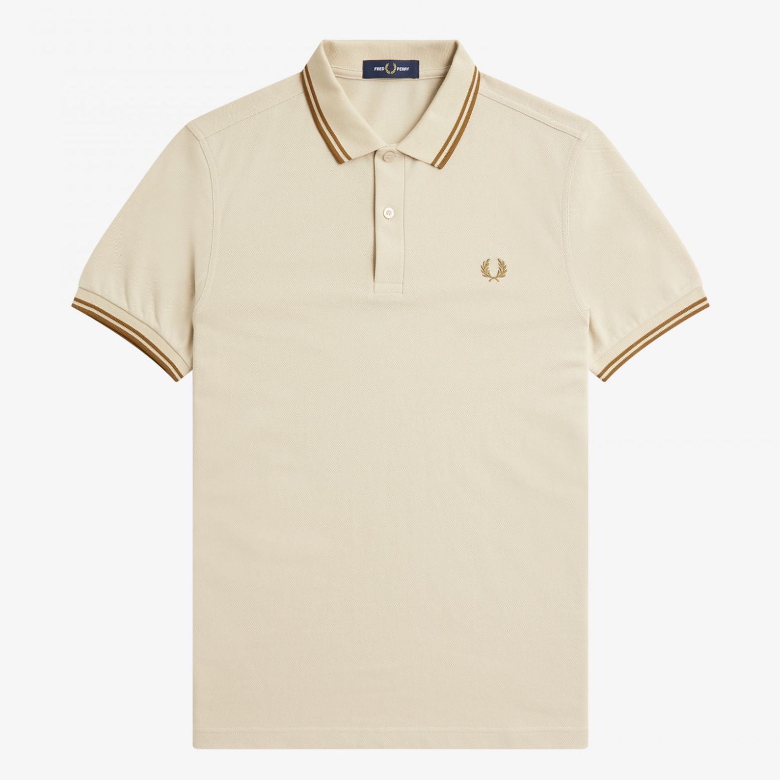 Fred Perry Twin-Tipped Shirt — Oatmeal / Dark Caramel / Dark Caramel - Public Mercantile