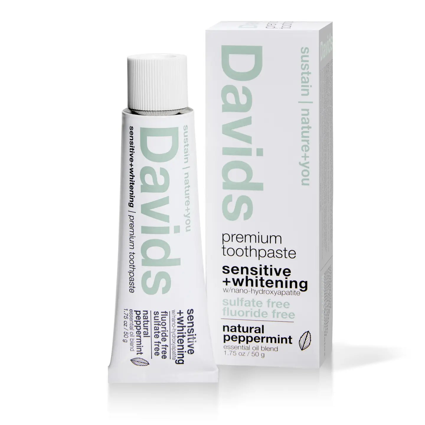 Davids Sensitive+Whitening Nano-Hydroxyapatite Premium Toothpaste | Peppermint travel size