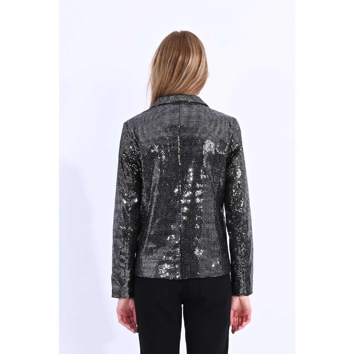 Sequined Blazer — Silver