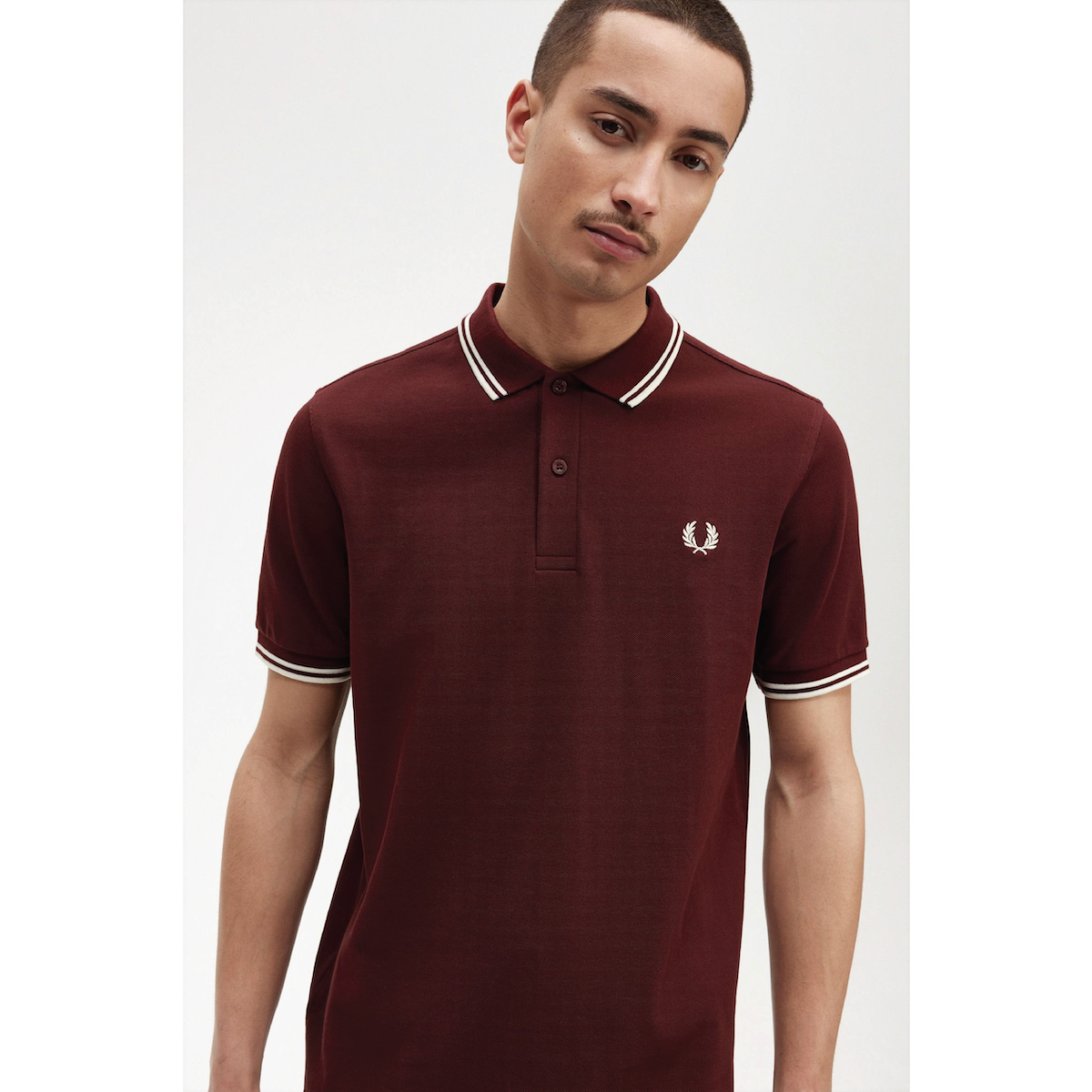 Fred Perry Twin-Tipped Shirt — Oxblood/Ecru - Public Mercantile