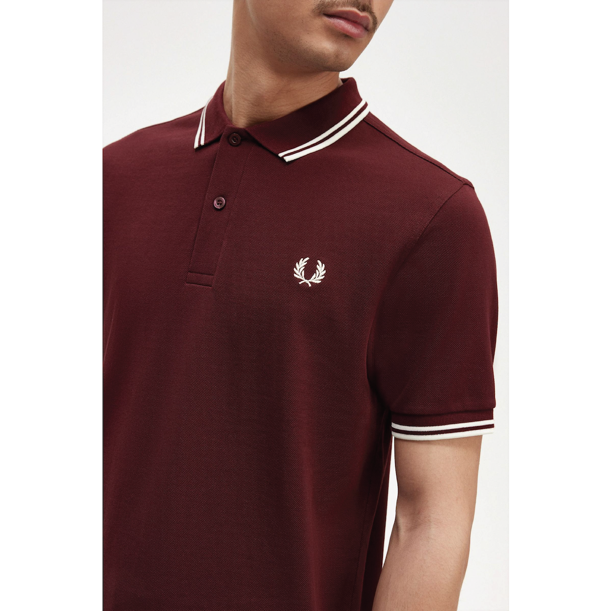 Fred Perry Twin-Tipped Shirt — Oxblood/Ecru - Public Mercantile