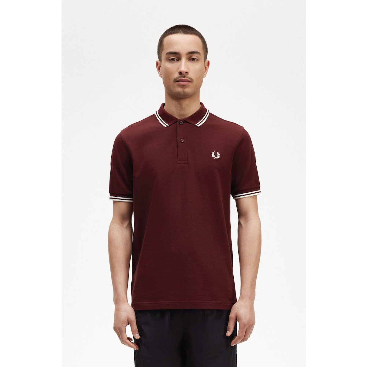 Fred Perry Twin-Tipped Shirt — Oxblood/Ecru - Public Mercantile