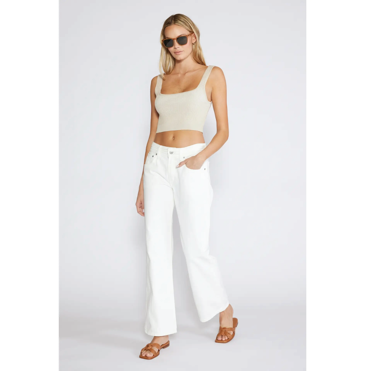 Ética Bianca Banded Boot Jeans — Vintage White - Public Mercantile