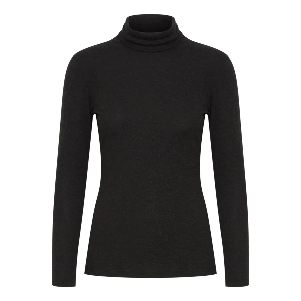 Fransa Soffi Wool-Blend Roll Neck Tee — Black