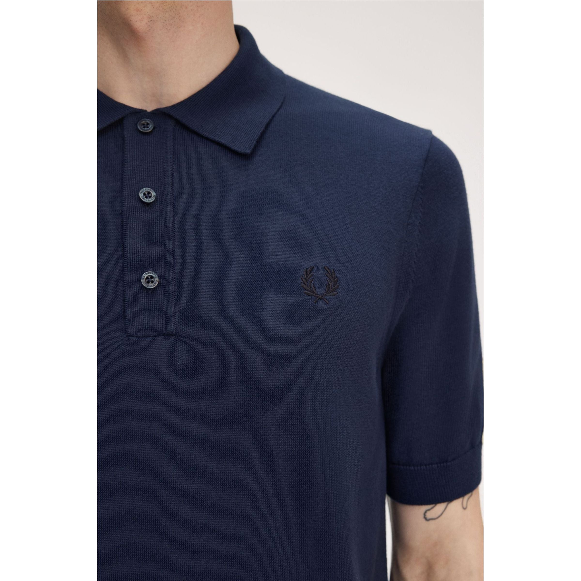 Fred Perry Cotton Knitted Shirt — Tennis Blue