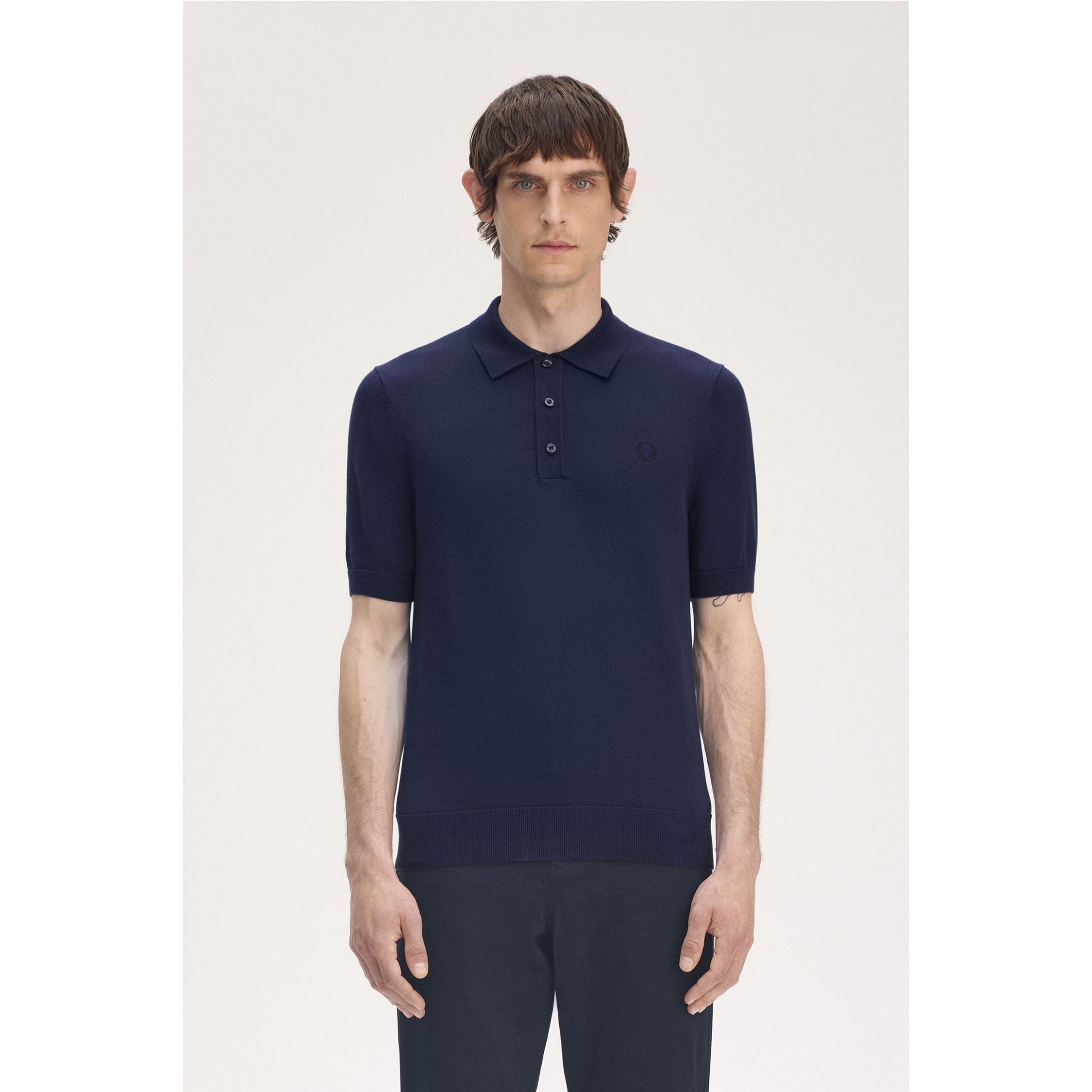 Fred Perry Cotton Knitted Shirt — Tennis Blue